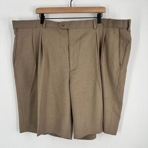 Paul Fredrick Men Size 48 Pleated Shorts Tan Khaki NWT Classic Fit Golf Preppy